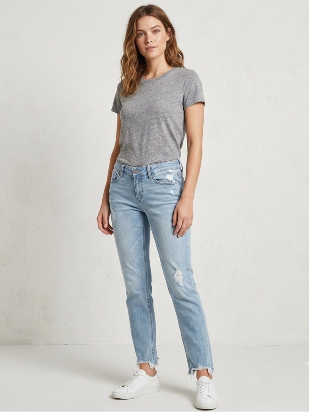 Sneak Peek Denim Blue Jeans Distressed Raw Hem Size 11 Juniors